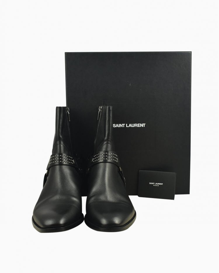 Bota Saint Laurent original Den harness preta masculina